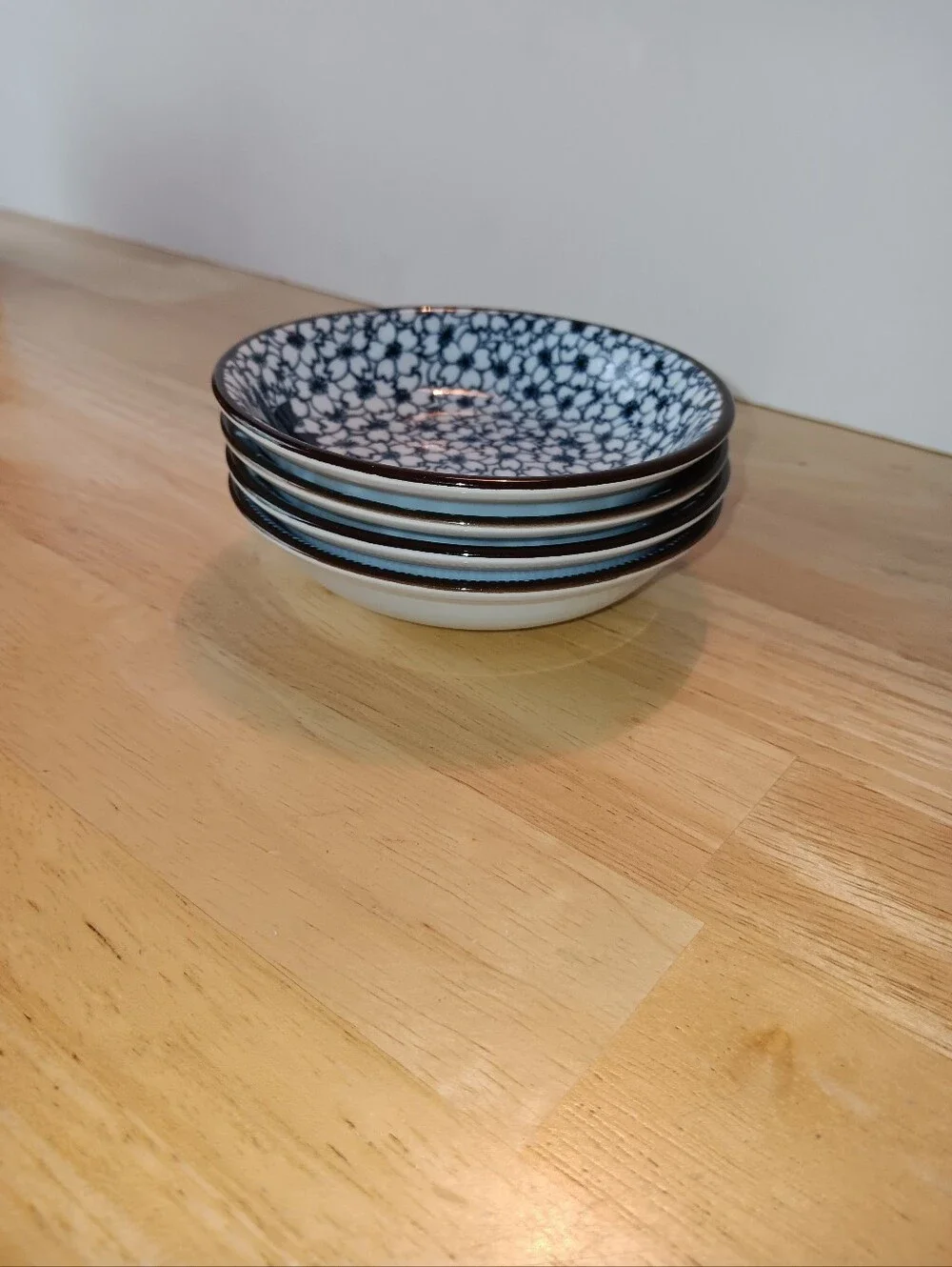 Dipping Sauce/Butter Pats Small Ceramic Bowls Set of 4 Blue & White